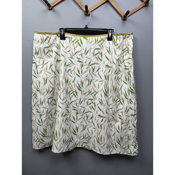 Cato Skirt Womens Plus‎ size 24W Green Tan Floral Linen blend straight Lined - Picture 1 of 7